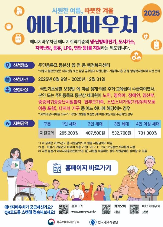 에너지 취약계층 에너지바우처 지원사업 확대