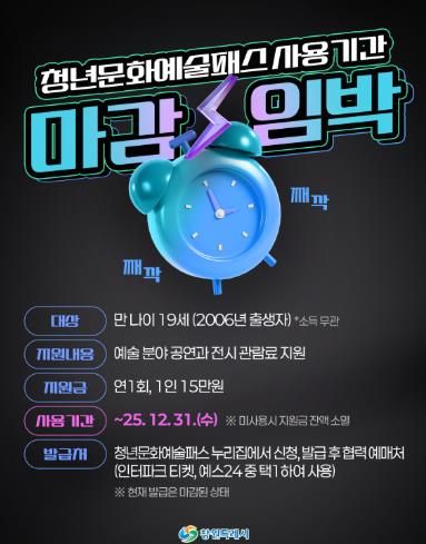 창원시 청년문화예술패스 15만 원, 해 넘기면 0원