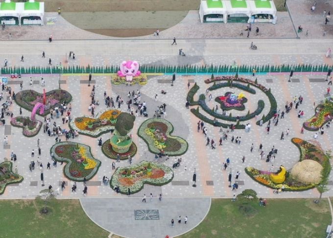 자연울타리가 설치돼 있는 2025고양국제꽃박람회