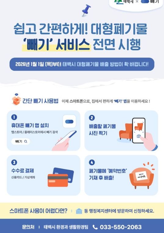 대형폐기물 배출 모바일 앱 ‘빼기’ 2026년 도입